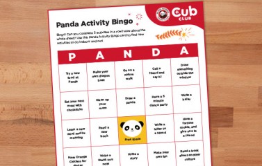 Panda Bingo Activity Card